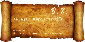 Balajti Kapisztrán névjegykártya
